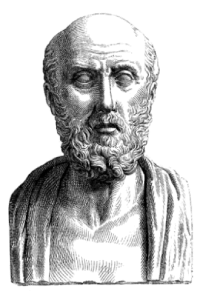 Buste d'Hippocrate, père de la médecine.
