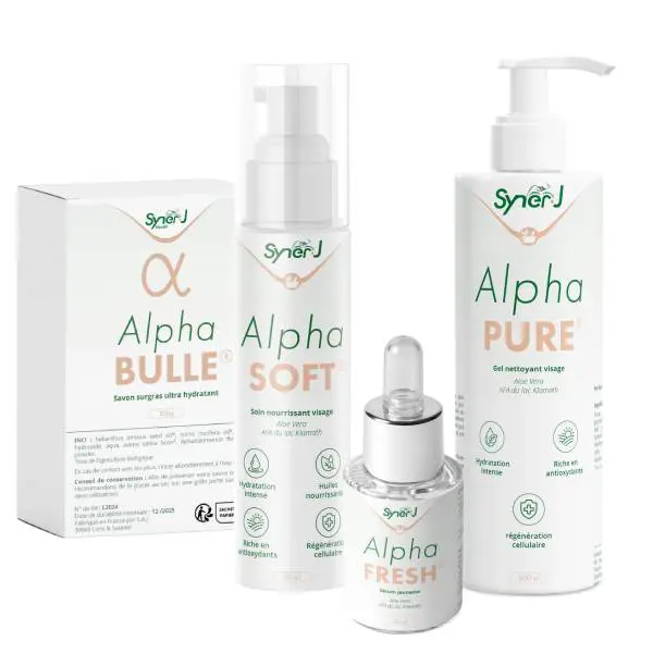 Un flacon de SynerSKIN Alpha, une crème pour la peau à base d'algue de Klamath.