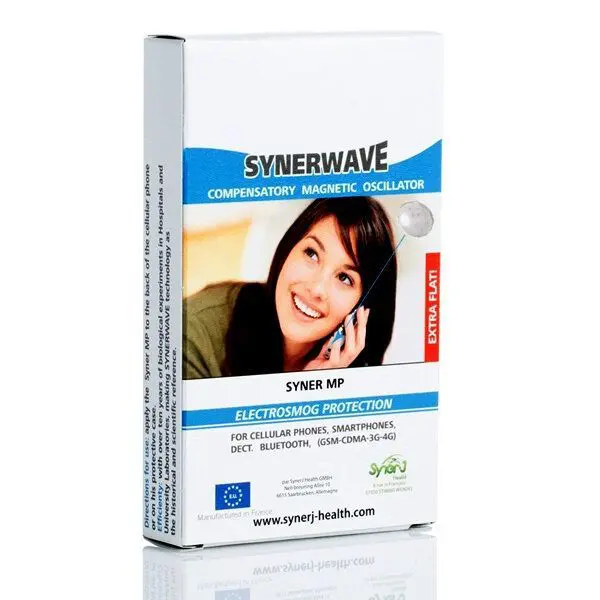 Une boîte de SynerWAVE MP un CMO protection anti ondes.