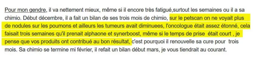 Témoignage de nodules cancéreux et algue de Klamath.