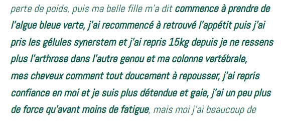 Témoignage de repousse de cheveux avec l'algue de Klamath.