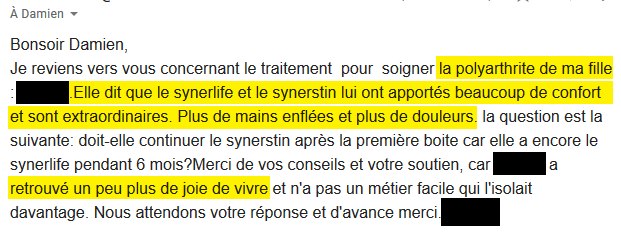Témoignage pour polyarthrite sur SupraSTIN.