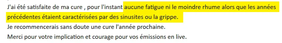 Témoignage pour sinusite sur les produits SynerJ-Health.