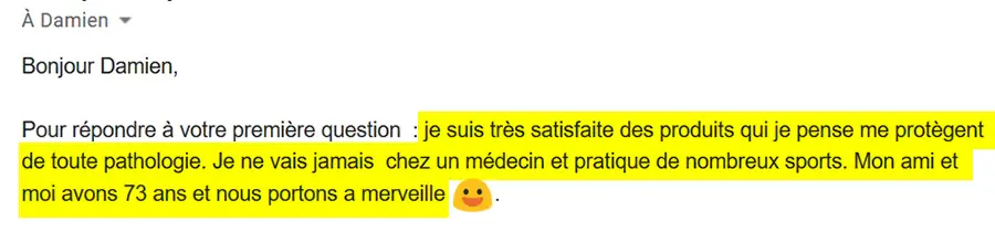 Témoignage pour le sport.