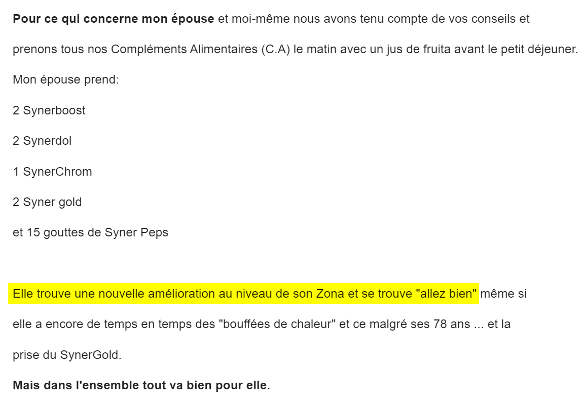 Témoignage extrait de pépins de pamplemousse SynerPEPS.