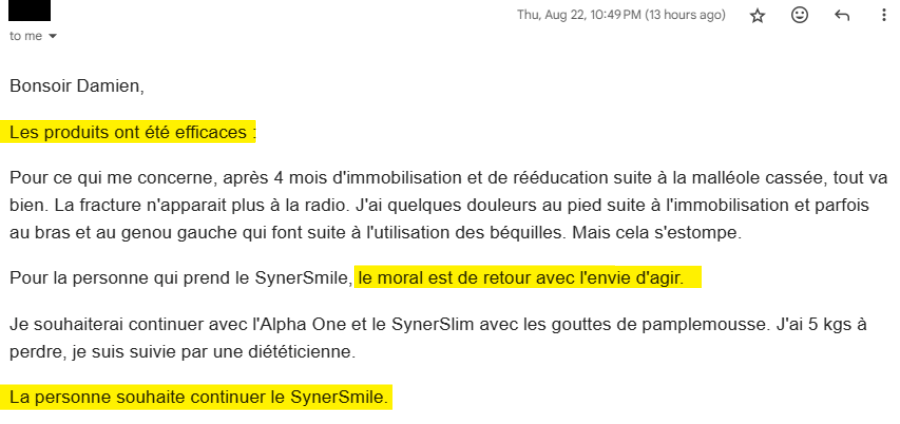 Témoignage SynerJ-Health pour SynerSMILE, SynerTONUS+ et SynerTHROSE.