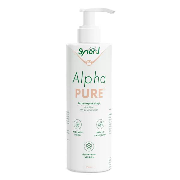 Flacon d'AlphaPURE un gel nettoyant pour visage à base d'algue de Klamath.