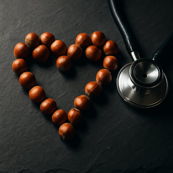 Cœur en noisettes et stéthoscope.