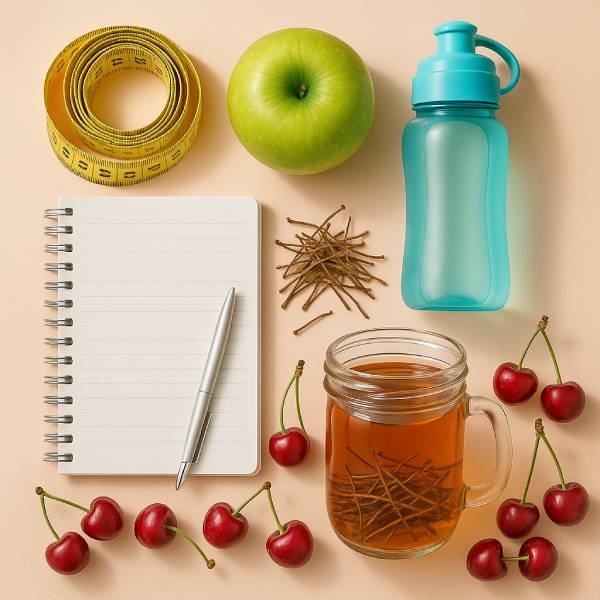 Accessoires de perte de poids avec tisane de queues de cerise
