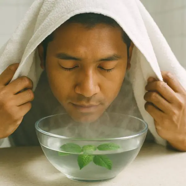 Inhalation de vapeur de menthe pour dégager les voies respiratoires