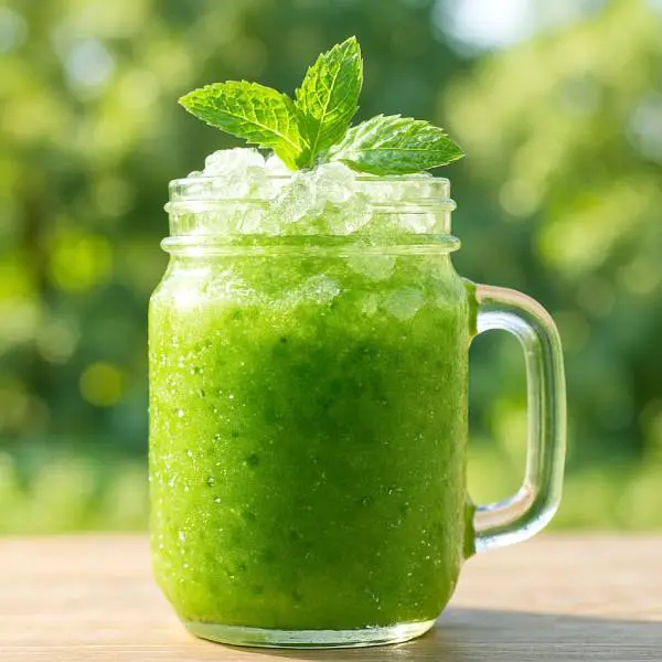 Smoothie vert à la menthe bien frais avec glaçons