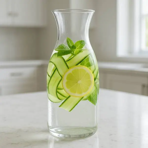 Carafe d’eau détox à la menthe, concombre et citron